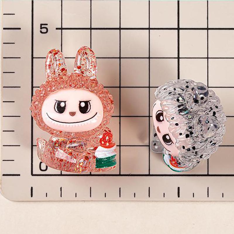 2Pcs Cartoon Luminous Labubu Figurine Micro Landscape Decoration Mini Resin Crafts Ornaments Diy Desktop Decoration Accessories