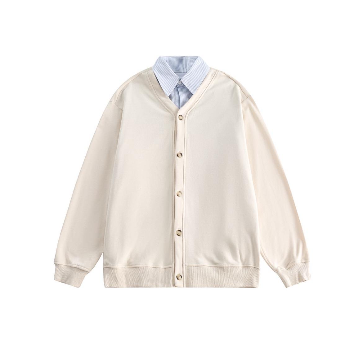 

2024 Весна и Осень Новая рубашка для мальчиков из двух частей с длинными рукавами Свободная универсальная рубашка в корейском стиле в стиле пэчворк 2XL абрикосовый