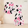 Women Plus Size Abstract Printed Two Piece Dress Set Three Quarter Sleeve Cardigan Sleeveless Long Dress