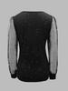 European Style V-Neck Long Sleeve Mesh T-Shirt