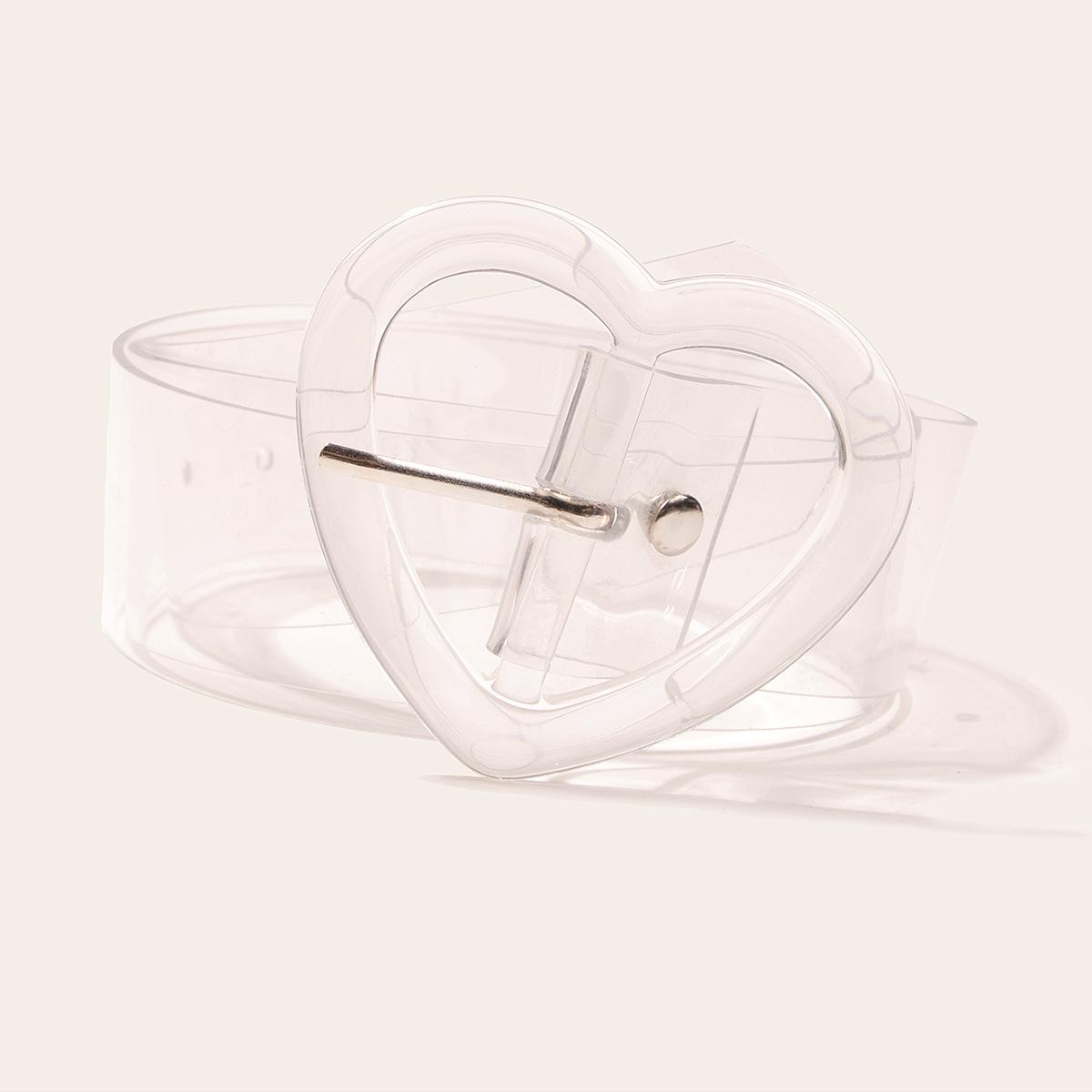 

Новый прозрачный ПВХ ремень конфетно-красного цвета, модный ремень для джинсов с пуговицей в виде сердца, женский универсальный ремень