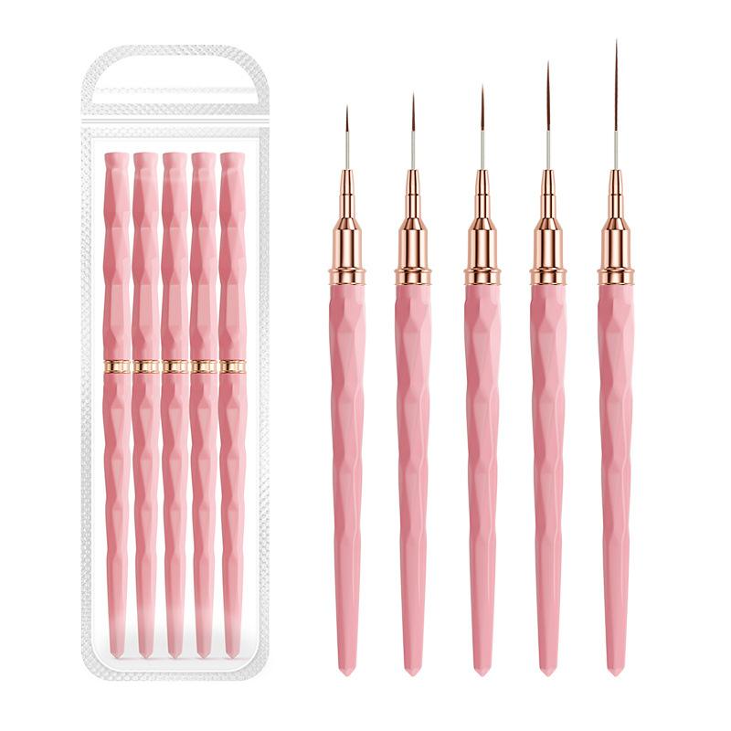 5Pcs Colorful Nail Art Liner Painting Brushes Ultra-thin Line Drawing Tool 7/9/11/15/25mm Details Manicure Nail Liners Pen Tool