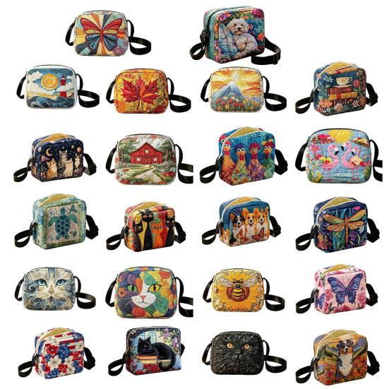 Quilted Crossbody Bag for Women, Adjustable Strap Casual Handbag, Lightweight Portable Travel Purse, Single Shoulder Bag with Zipper