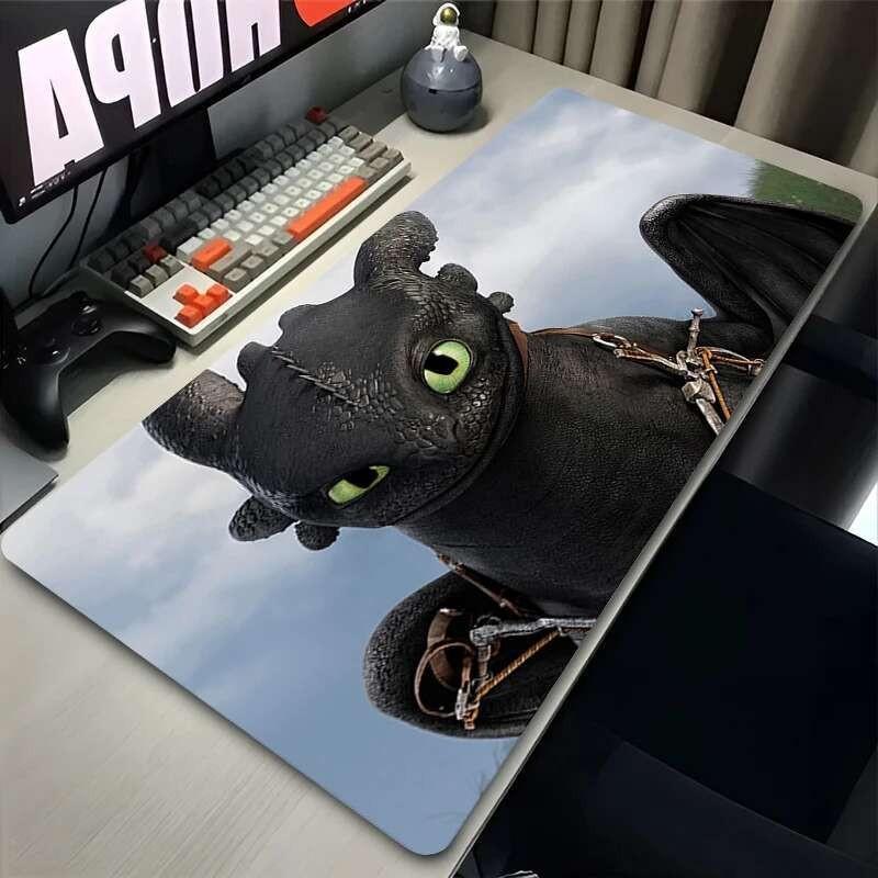 Mouse Pad Laptop Gaming Accessories Keyboard Rug XXL Anime Ttoothless Fury Dragon Desk Mat PC Kawaii Black Mousepad Soft Carpet