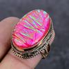 Natural Pink Triplet Opal Gemstone Handmade Copper Jewelry Ring Size 7 N7P57