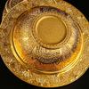 Luxurious Gold Color Serving Bowl Treat Container For Candy Nut And Snacks With Artisanal Arabesques Detailing