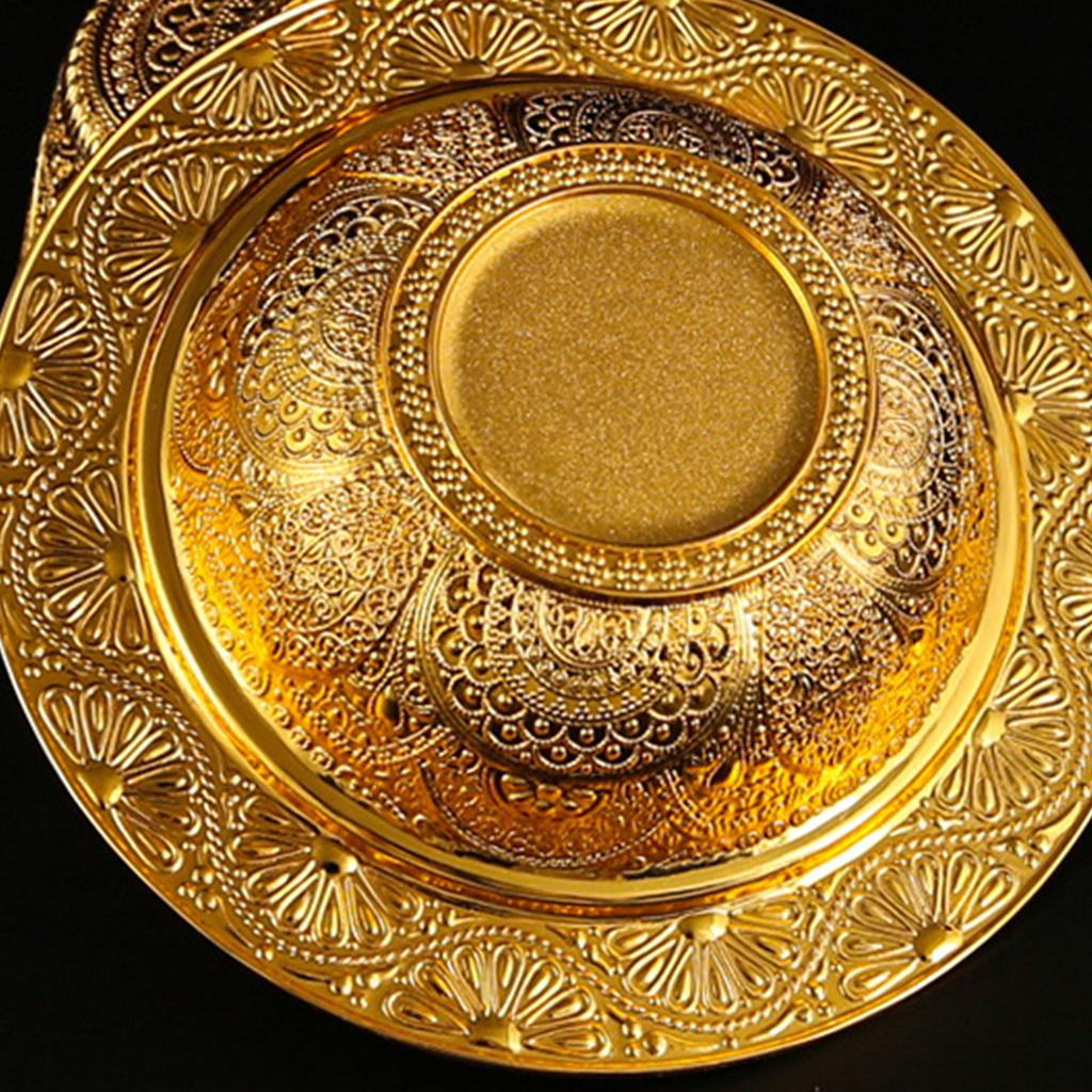 Luxurious Gold Color Serving Bowl Treat Container For Candy Nut And Snacks With Artisanal Arabesques Detailing