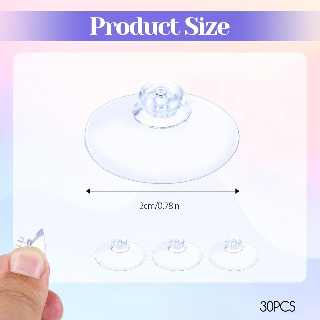 simarro 30Pcs Small Suction Cup, 2cm Glass Suction Without Hooks Extra Strong Adhesive Mini Suction for Home Kitchen Bathroom Wall Door Glass Window