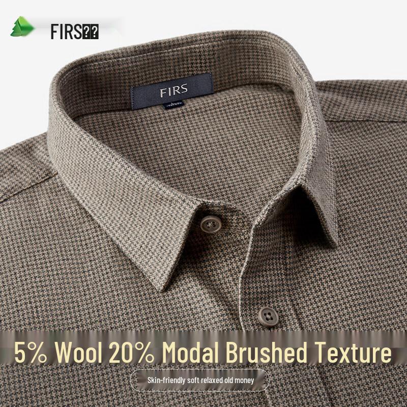 FIRS Men's Brushed Long-Sleeve Casual Shirt