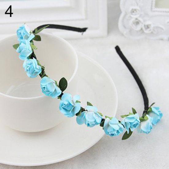 Rose Flower Crown Festival Headband Wedding Garland Floral Hairband Accessory