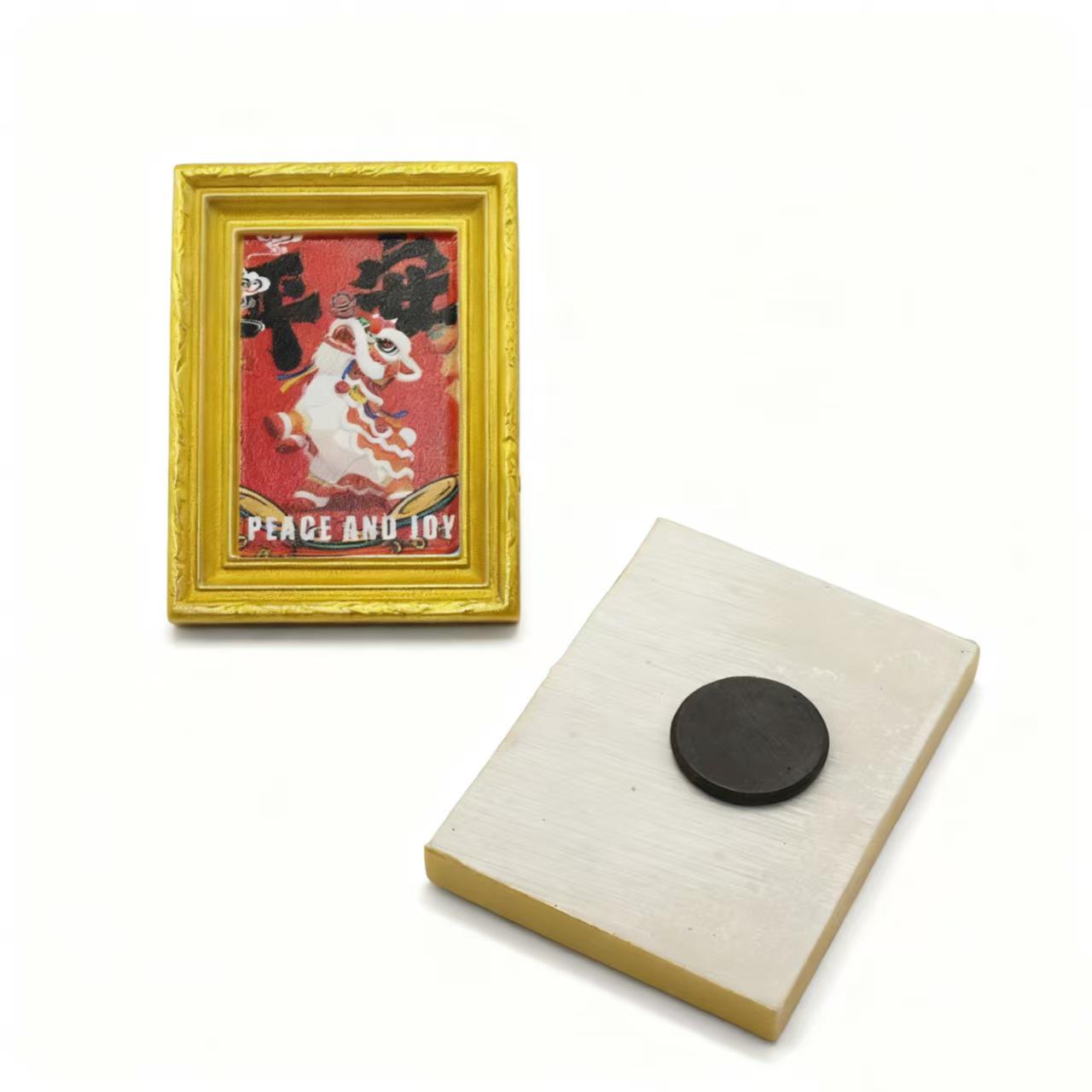 

3D Lion Dance Fridge Magnet Photo Frame - Festive Spring Festival Decoration