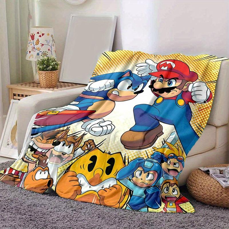 1pc Sonic Vs Mario Blanket Seasonal Home Decor, Soft Throw Blanket, Living Room .D085