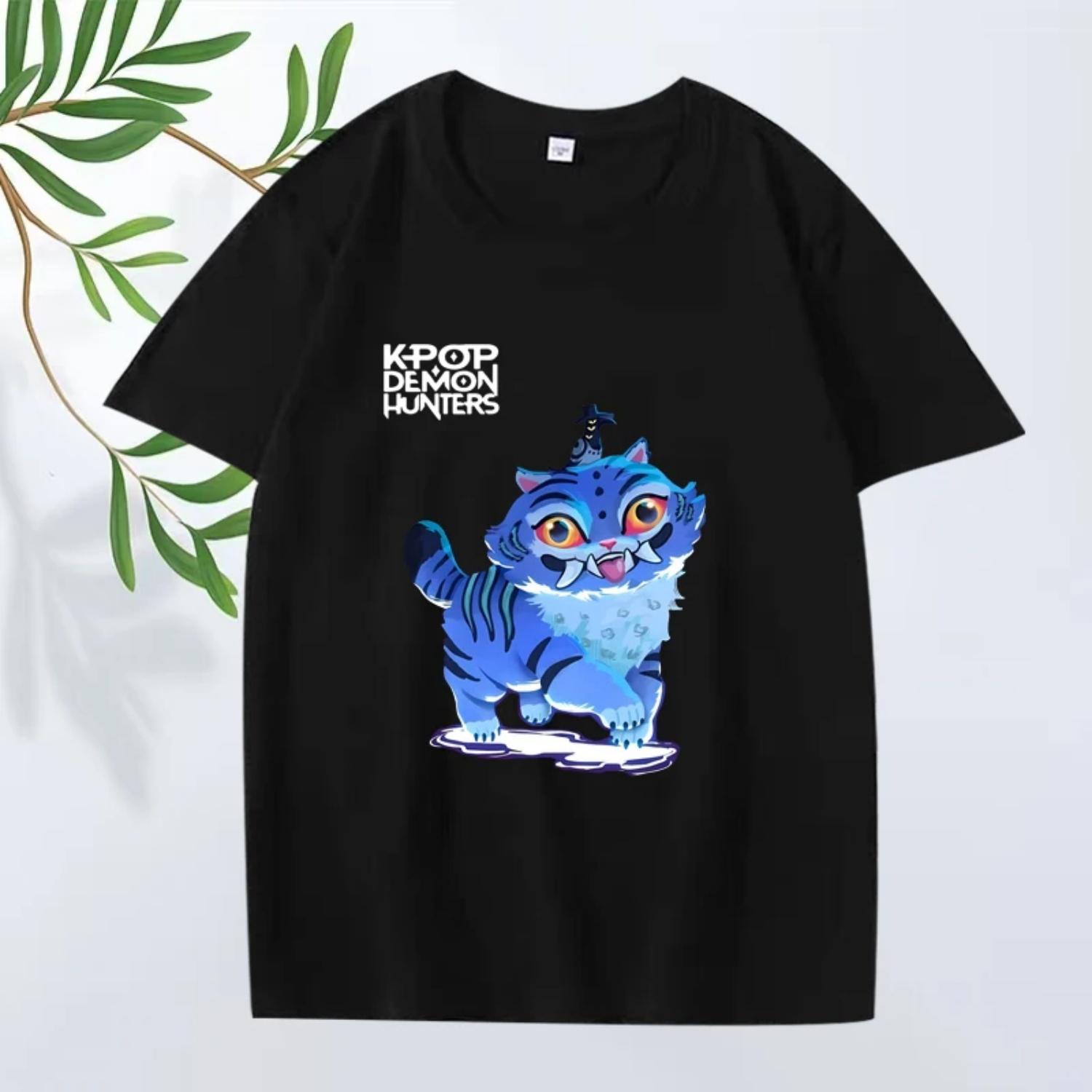 Cute Demon Cat Kpop Demon Hunter classic Anime T Shirt 2025 men women Oversized 100% Cotton short sleeve Summer print Unisex tee S