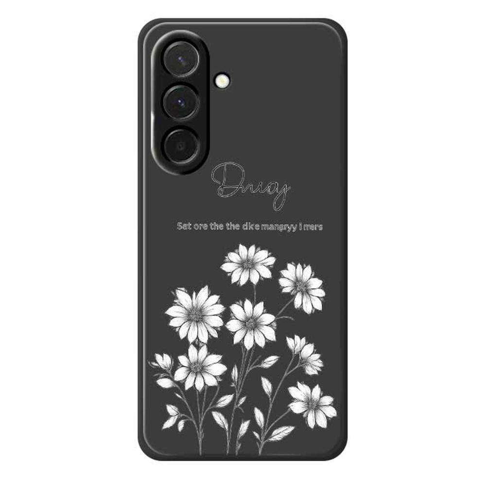 

For Samsung Galaxy A36 5G Case Sketch Flowers Pattern Printing Straight Edge TPU Phone Back Cover Black