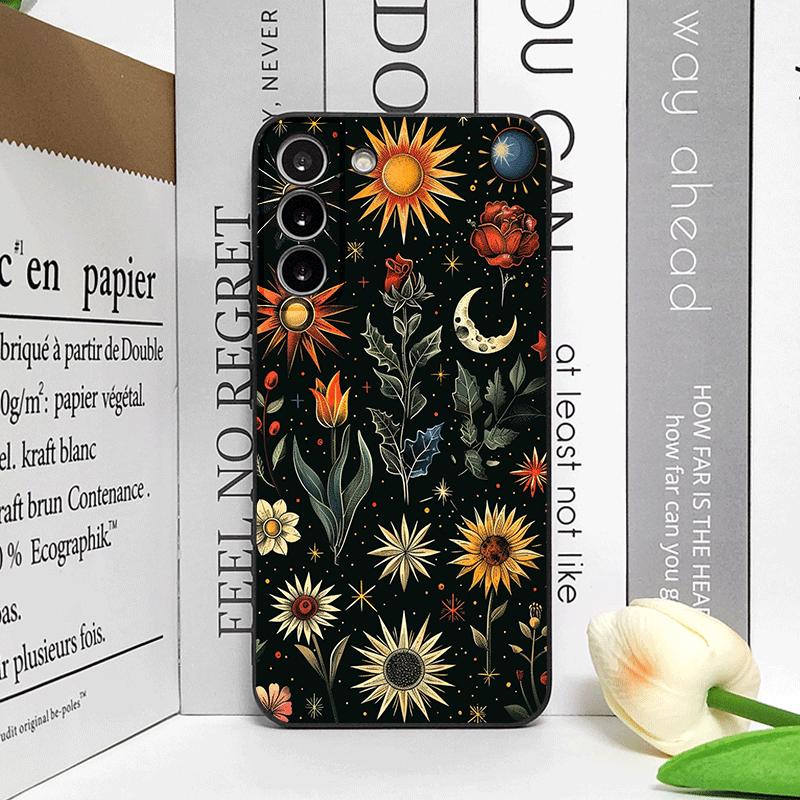 

Винтажный эстетичный чехол для телефона с узором из цветов и луны для Samsung Galaxy S26 S25 S24+ S23 Ultra S22 Plus S21 FE S20 Мягкие чехлы Galaxy M52 5G