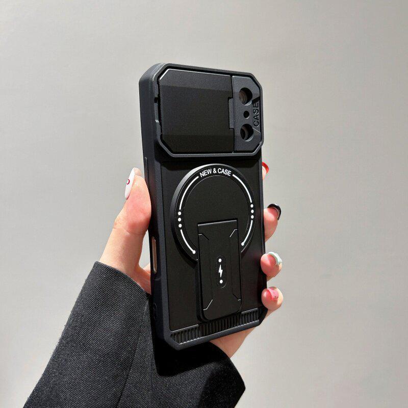 

iPhone 17 Pro Max Mecha Magnetic Stand Case with Flip Lens Protection iPhone 12
