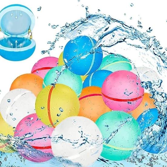 Reusable Water Balloons Magnetic Self Sealing Water Bombs for Kids Eco-Friendly BPA-Free Silicone Outdoor Summer Pool Beach Water Fight Toys