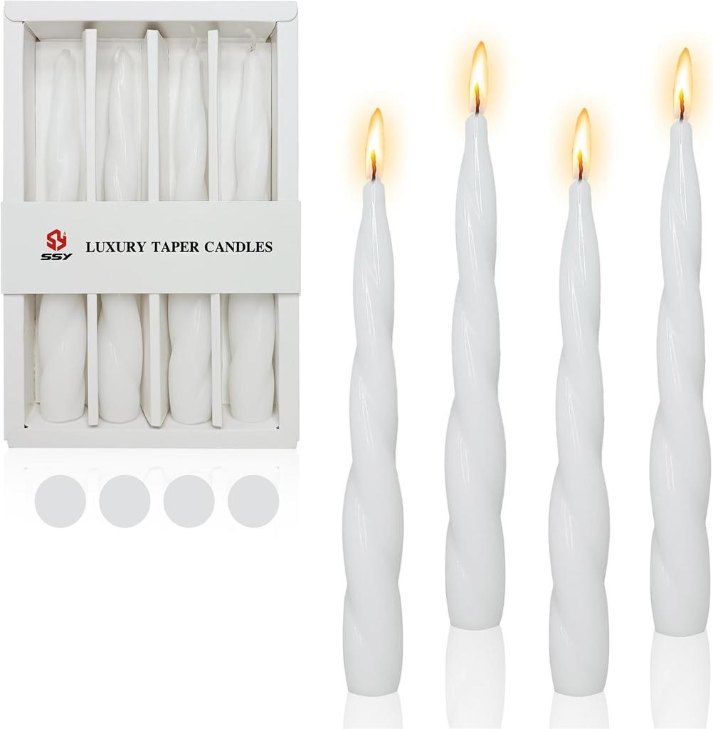 Spiral Taper Candle Short Candlesticks,4pcs Pink Tapered Candles Blend Twist Candles for Home Décor Weddings Festive Gifts