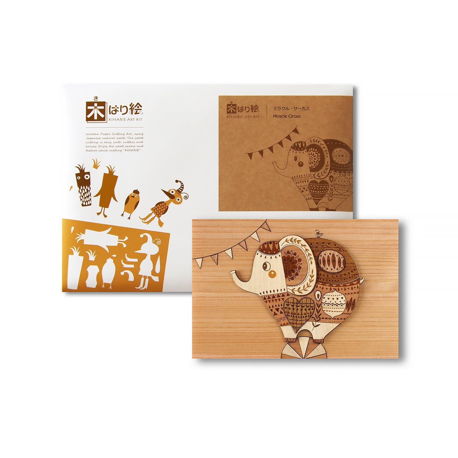 

KINOWA Miracle Circus Wood Collage Original Handmade Kit Elephant Made in Japan