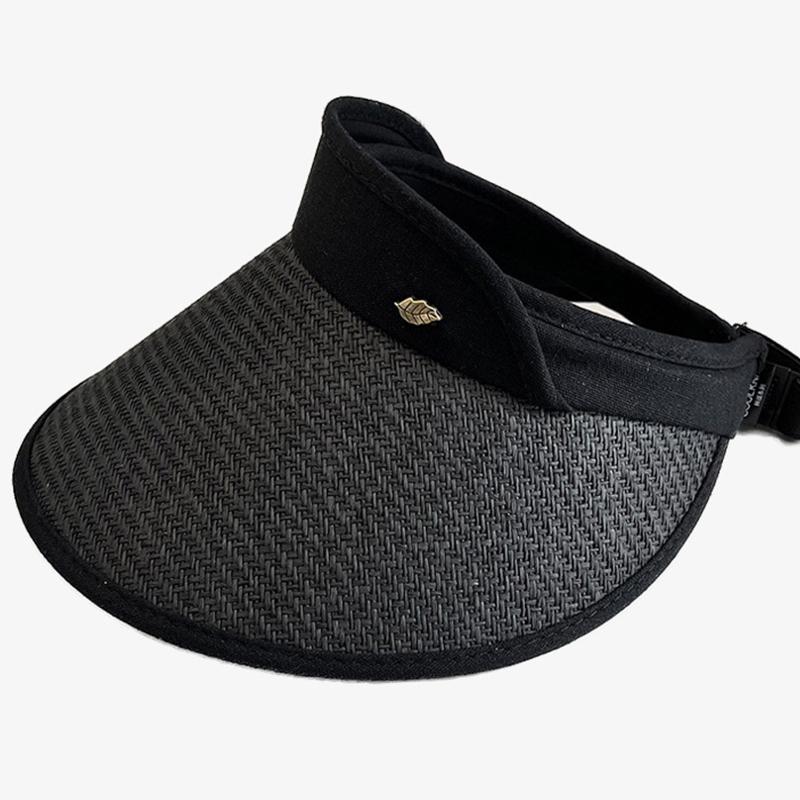 

Versatile Hat Style Straw Woven Womens Wide Brimmed Sun Visor Hatstoque Black