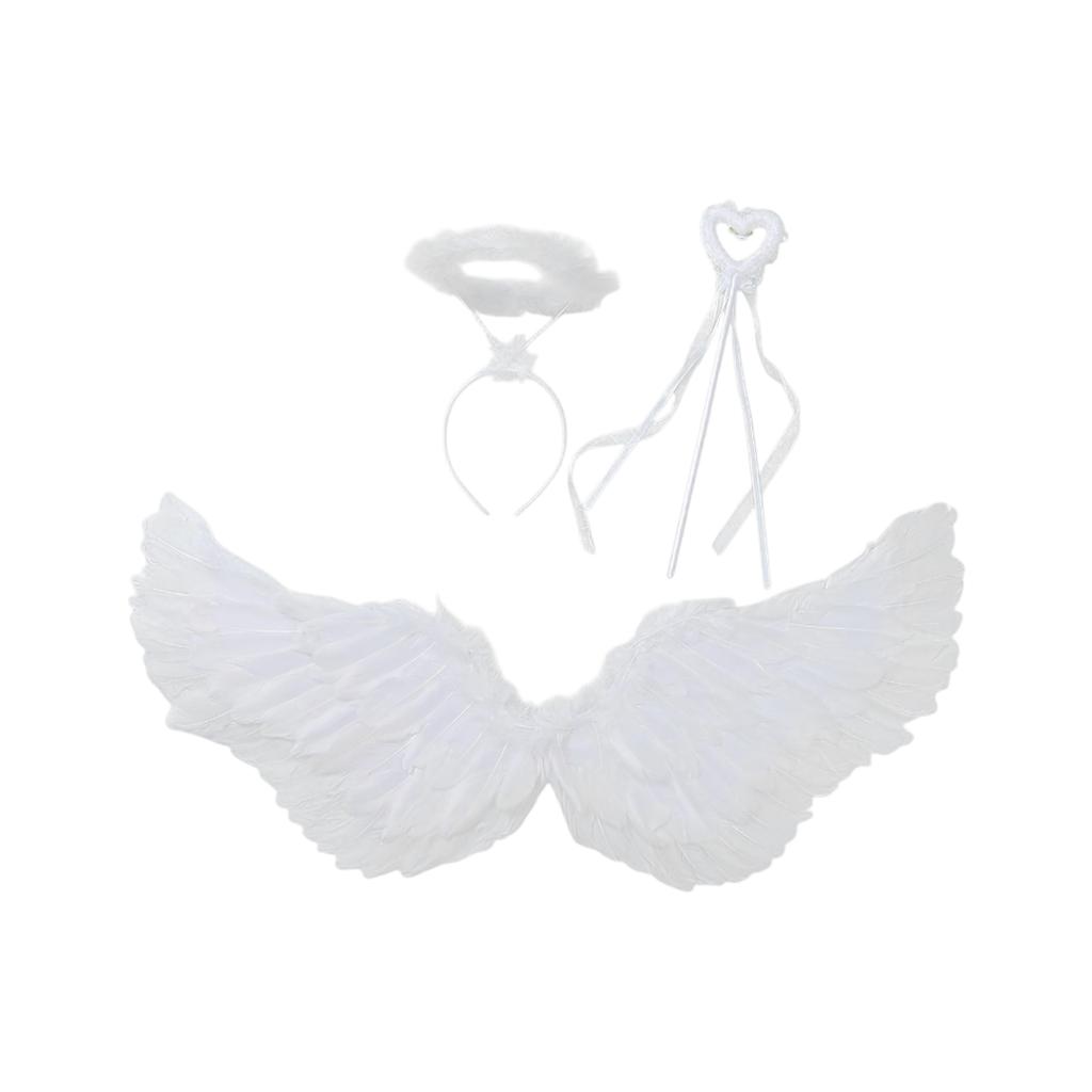 Costume Set For Women Angel Feather Headband Wand For Halloween Cosplay