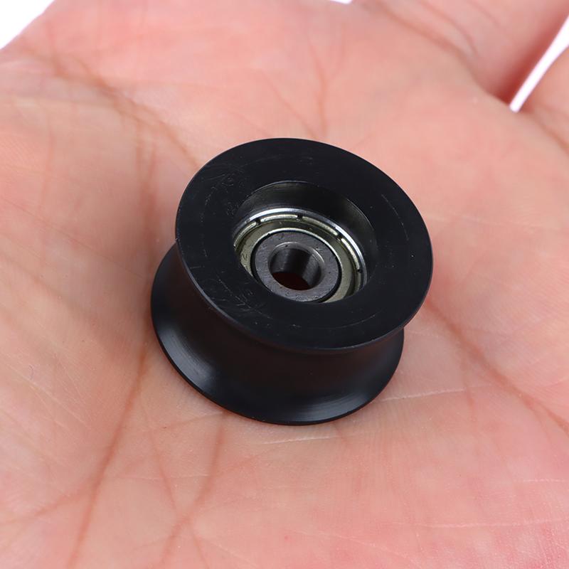 Schwarzes Schienenrad mit 14 mm Durchmesser, Gummibeschichtung, 5 x 26 x 13, mit Nylon-Pom umwickelte Kunststofflager, Riemenscheibe mit U-förmiger Nut