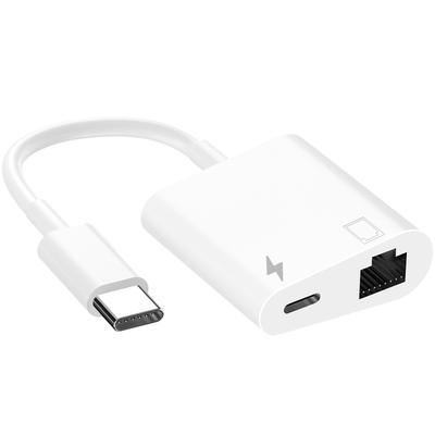 GIRXX USB C Ethernet Adapter USB Type C To RJ45 Ethernet LAN Network Compatible with iPhone 15 MacBook iPad XPS and More [MFi Certified] 2-in-1