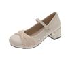 Nuove Scarpe Basse da Donna Primavera e Autunno Scarpe Mary Jane Francesi a Punta Tonda Bocca Bassa con Cinturino Singolo