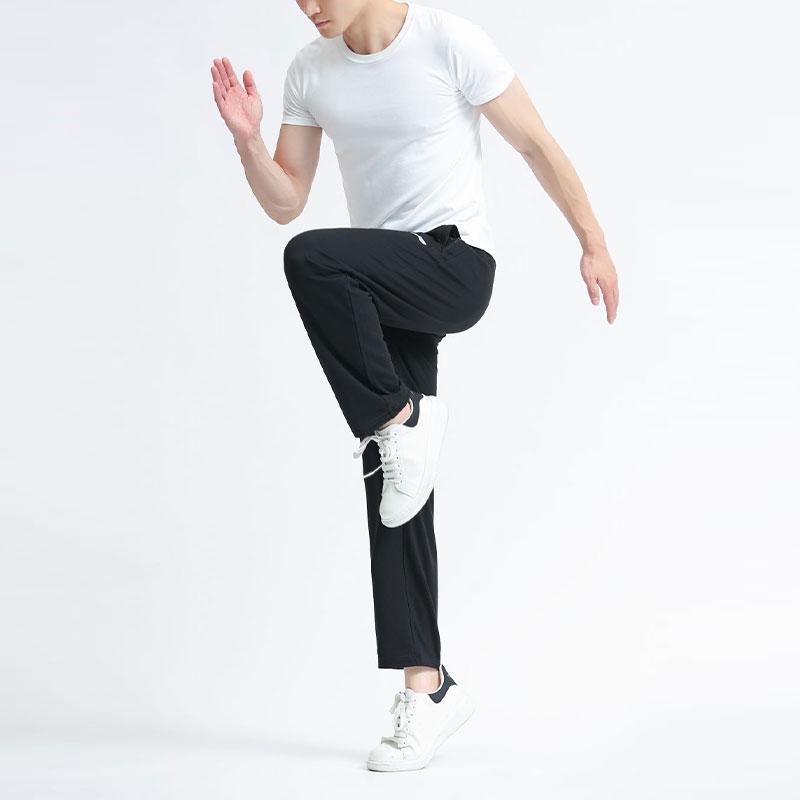 Li Ning Badminton Series Solid Color Logo Sports Straight Leg Casual Pants Men Bottoms Black AKLT807-1