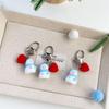 Charms Cute Plush Flocking Love Snowman Christmas Keychain Ins Style Snowman Mobile Phone Rope Pendant Ornament Bag Decoration
