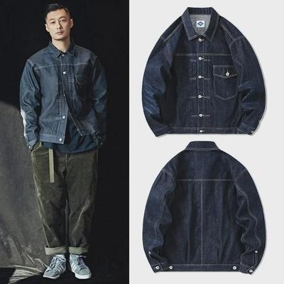 Shawn Yue Men's Retro Dark Blue Denim Jacket - Casual Spring & Autumn Workwear