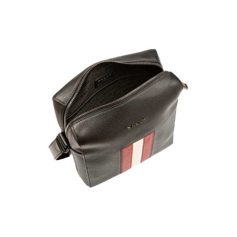 Bally Business Casual Striped Leather Shoulder Crossbody Bag Men Bags Black 6236783