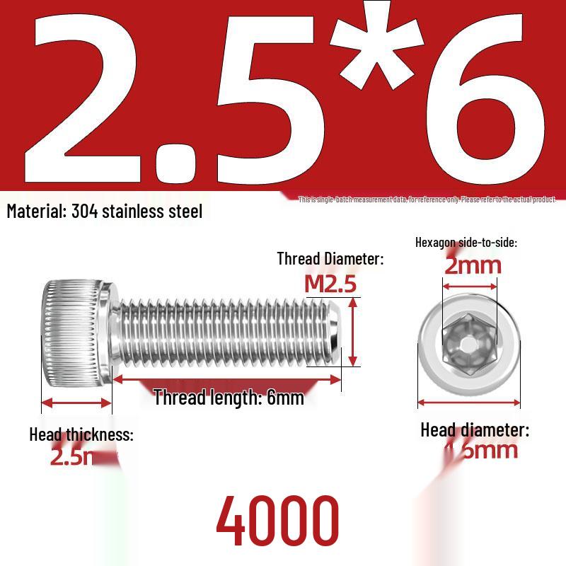 304 Stainless Steel Hex Socket Head Cap Screws, M2-M10, Extended Length