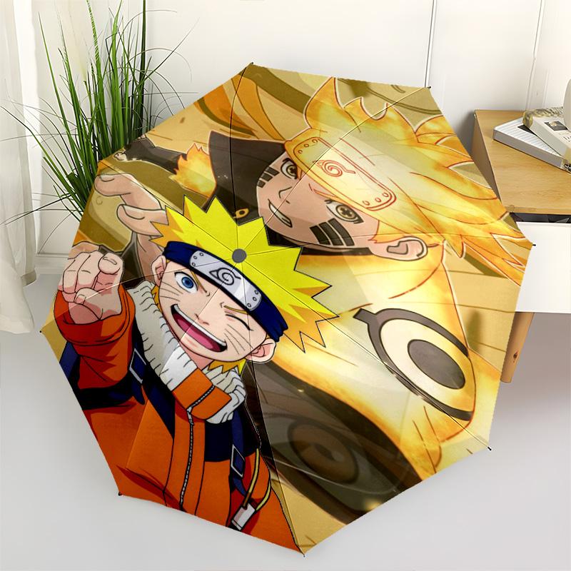 1 PC Automatic Folding Umbrella - Naruto Power Up Pattern Portable Foldable Design With 8 Ribs Christmas Birthday Gifts