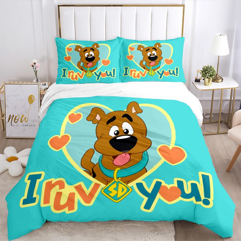 Scoobydoo Heart Love Print 3Pcs Bedding Setduvet Cover With 2 Bedropillowcase Home Birthday Gift
