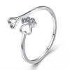 Huitan Dogs Cats Footprints Women Rings Simple Stylish Girls Finger-ring Birthday Gift Everyday Cute Accessories Fashion Zircon