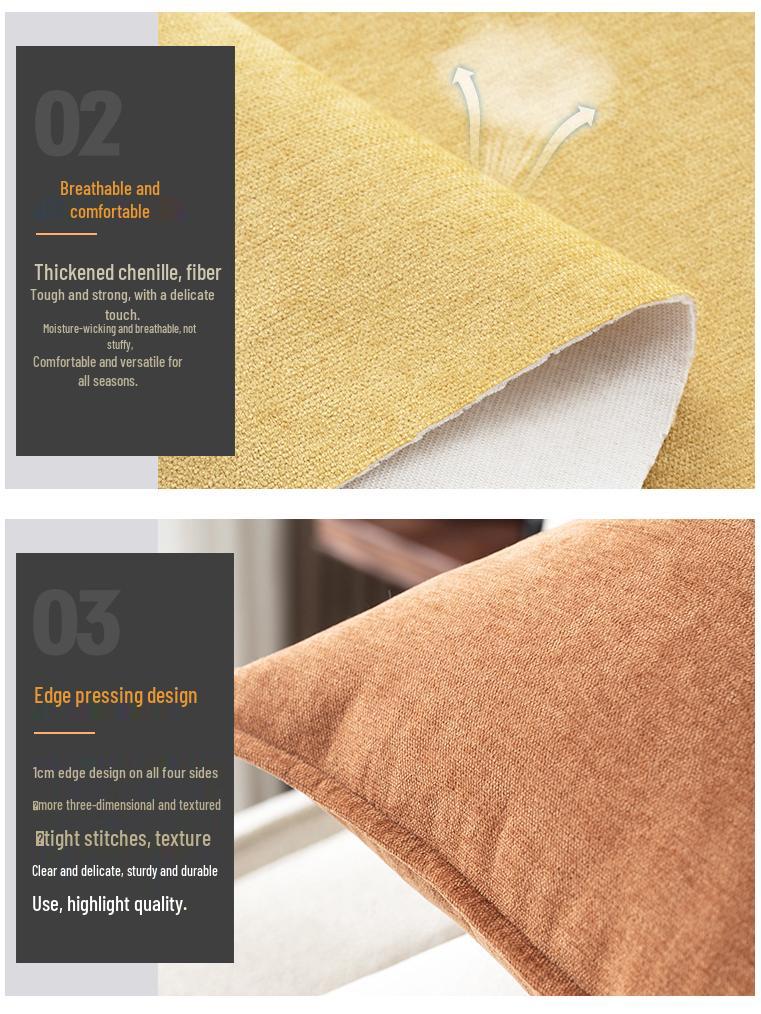 Chenille Large Back Cushion Cover - Luxurious Sofa or Bedside Pillow (Insert Not Included)