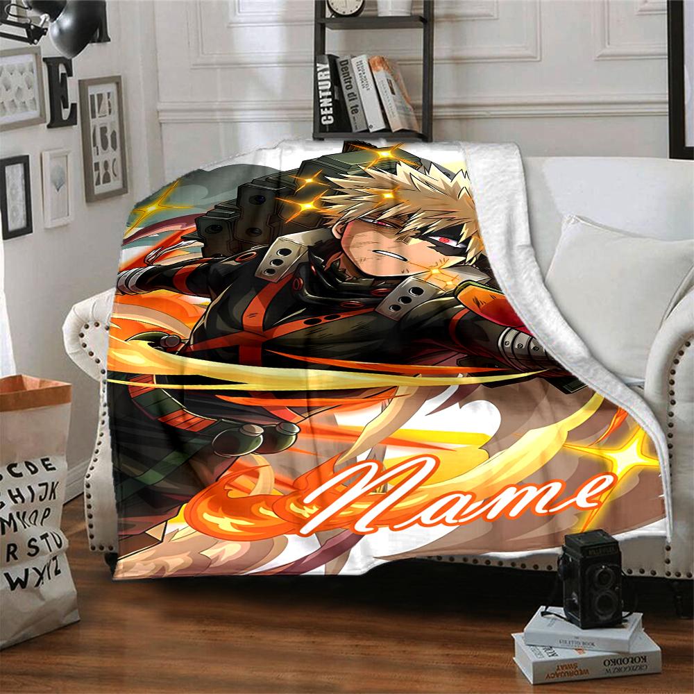 Custom Name My Hero Academia Theme Printed Blanket - Perfect for Couch, Bed, Travel & Outdoor Use | Machine Washable, Cozy & Durable.