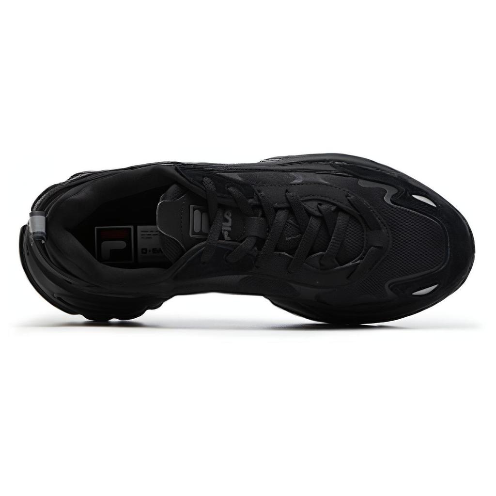 Fila Fabric Synthetic Leather TPU Pigskin Trendy Shock Absorbing Wear Resistant Low Top Dad Shoes Men Sneaker Black F12M216101FBK