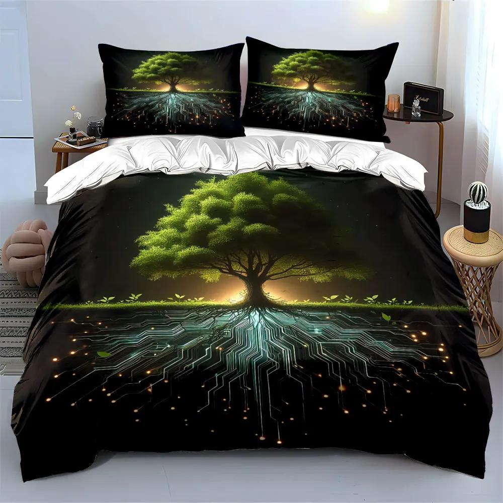 Tree Circuit Illustration Set Soft Comfortable Duvet Cover Bedding Set Included 1*Duvet Cover & 2*Pillowcases gift