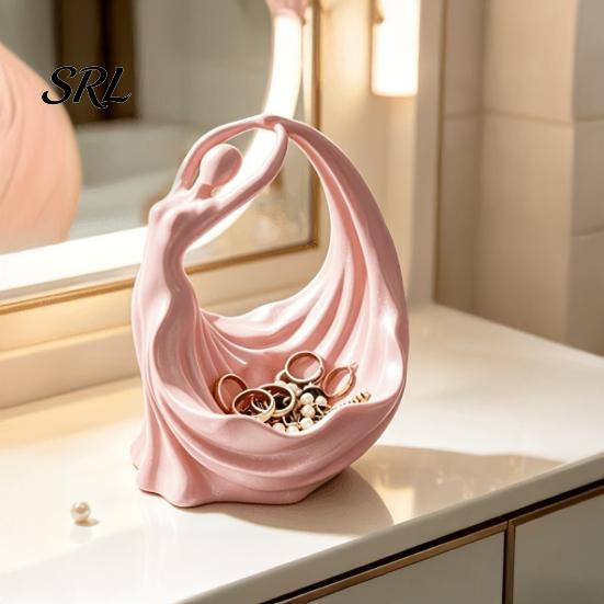 Modern Sculpture Storage Ballerina Jewelry Tray, 3D Printed Elegant Dancer Ring Holder for Earrings Necklaces, Romantic Ballet Gift Matte Pink