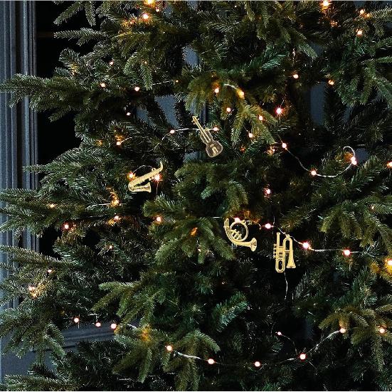 14pcs Christmas Musical Instrument Ornaments Mini Trumpet Saxophone Guitar Model Tiny Instruments Set Xmas Tree Hanging Decorations Music Party