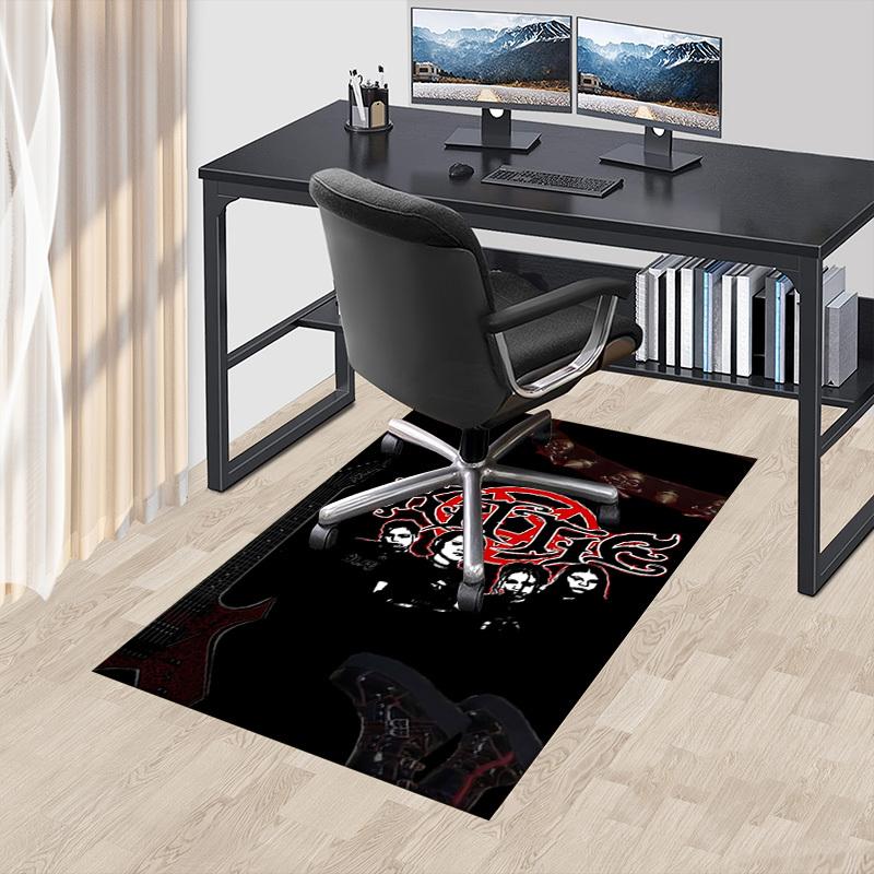 1pc KMFDM Home Office, Durable Polyester Floor Mat with Easy, Office Decor, Urban Style, Nonslip Backing, Highquality Fabric