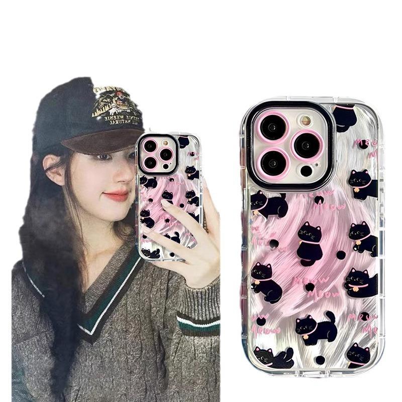Smudged Feathered Polka Dot Cat Suitable for Iphone16pro Apple 15 Mobile Phone Case 11 Cute 12pro Niche 17
