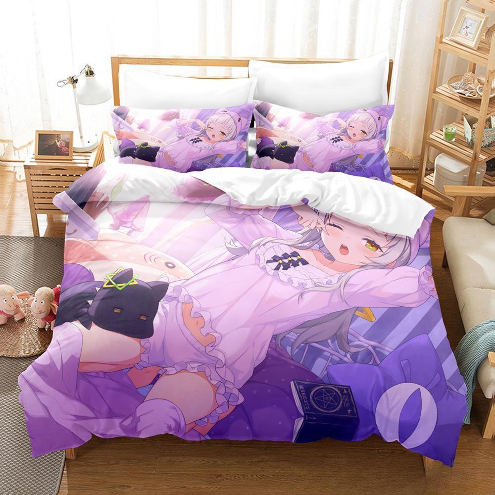 New Murasaki Shion Bedding Set Single Twin Full Queen King Size Bed Set Adult Kid Bedroom Duvet Cover Sets Anime Kawaii Girl Bed