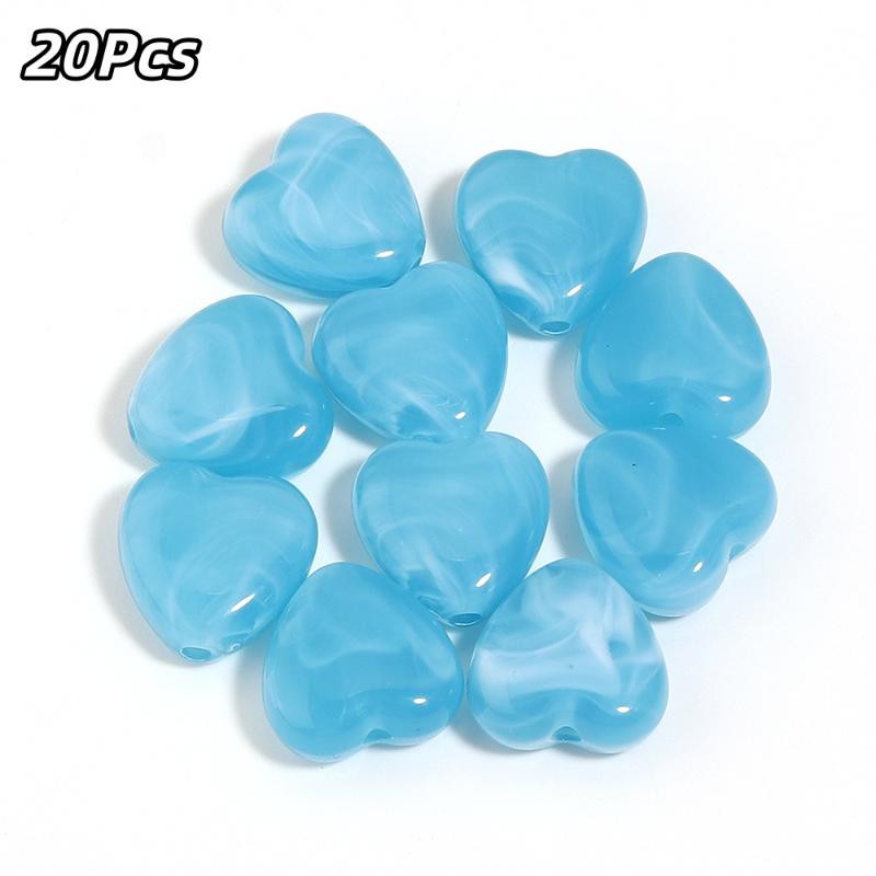 20Pcs Imitation Stone Heart Shape Acrylic Beads Dual Color Loose Bead For Jewelry Making Diy Charms Bracelet Necklace Accessorie