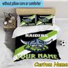 3pcs Custom Name Raiders Team Spirit Bedding Set Includes 1 Duvet Cover & 2 Pillowcases for All Seasons Dormitory Home Decor Christmas gifts
