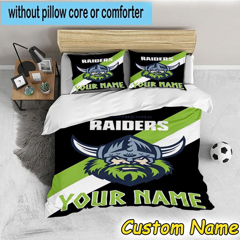 3pcs Custom Name Raiders Team Spirit Bedding Set Includes 1 Duvet Cover & 2 Pillowcases for All Seasons Dormitory Home Decor Christmas gifts