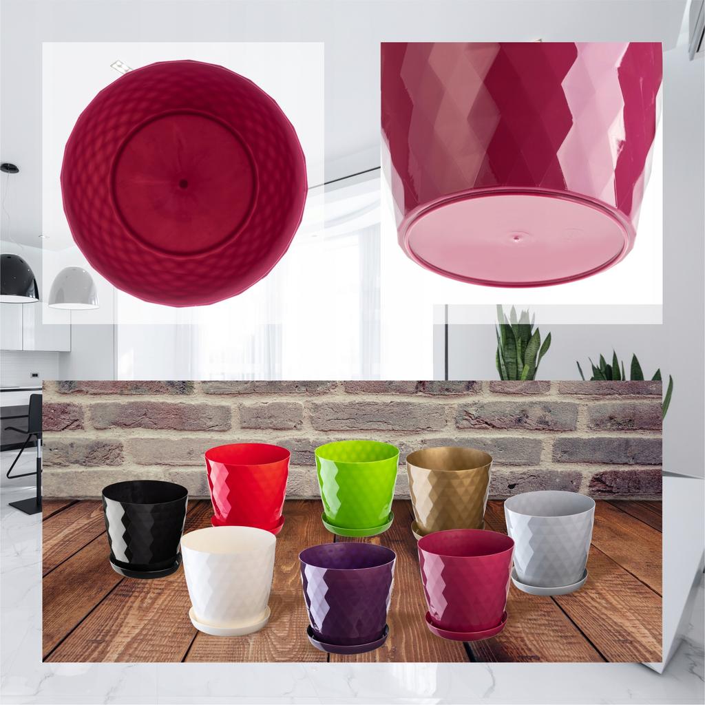 KADAX Doniczka Plastikowa Z Podstawką Donica Osłonka Na Kwiaty 12cm Różowa 