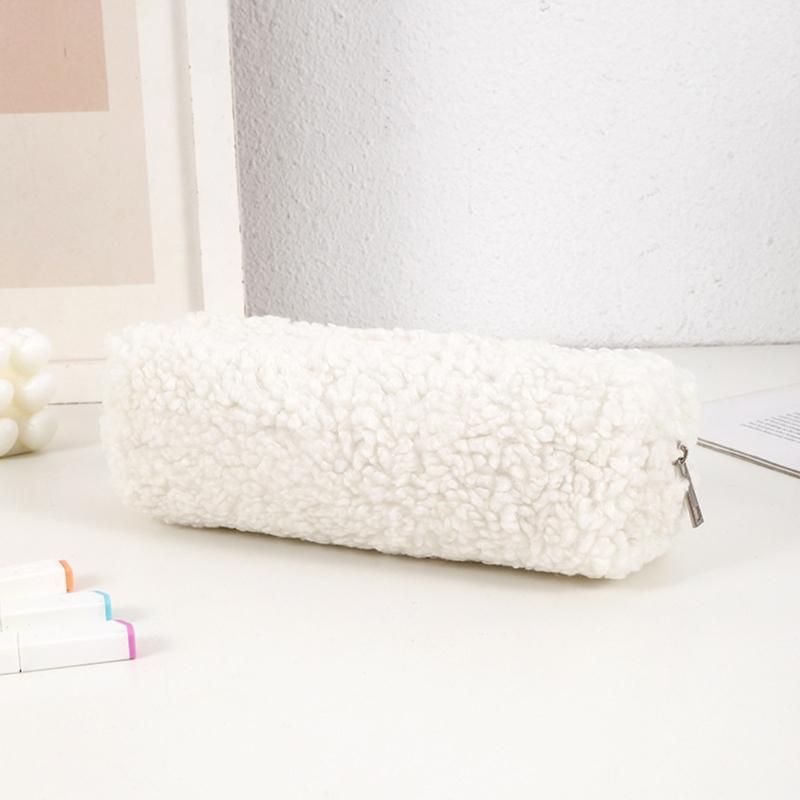 Large Capacity Pencil Case Zippered Plush Pen Pencil Pouches Portable Pencil Organizers Bag Travel Cosmetic Storage Bag